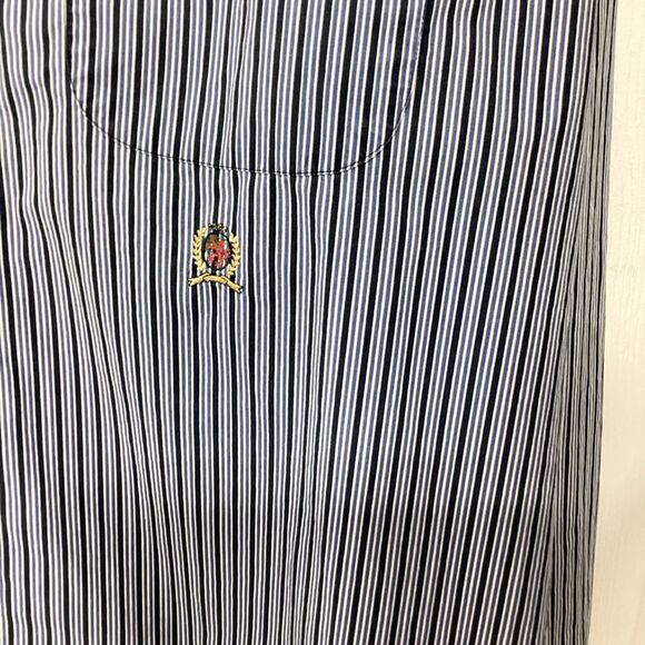 Tommy Hilfiger Navy and White Striped Button-Down Shirt - Picture 6 of 11